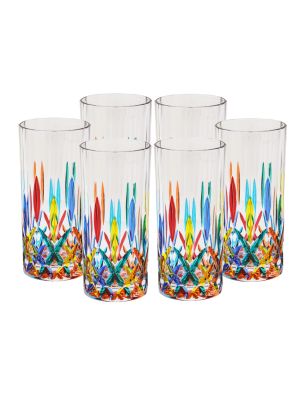 OPERA Set of 6 authentic modern hand painted drink glasses in superior quality glass.