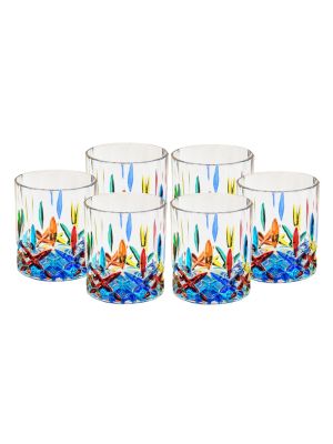 OPERA Set of 6 authentic modern hand painted glasses in superior quality glass.