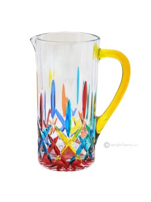 OPERA Pitcher, decanter, carafe, superior quality glass hand painted modern design.