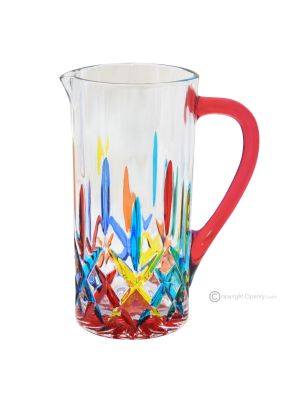 Pitcher, decanter, carafe, premium quality glass hand painted modern design.
