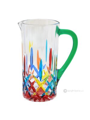 OPERA Pitcher, decanter, carafe, superior quality glass hand painted modern design.