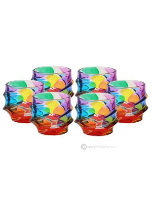 CALYPSO Set of 6 hand-painted crystal glasses, authentic modern design.