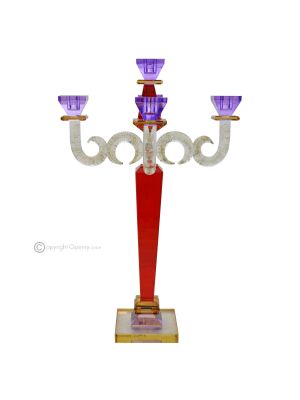 IOS Candlestick, candelabra, candle holder with 5 flames, modern hand-painted crystal.