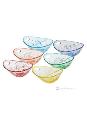 PRACTICA Set of 6 dessert cups, modern design, superior quality glass, hand painted.