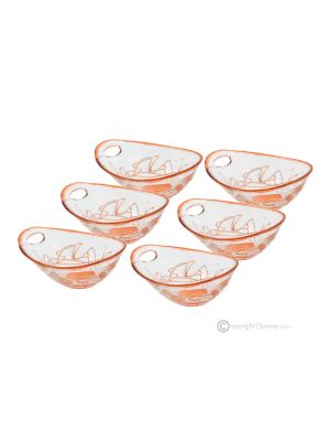 Set of 6 dessert cups, modern design, superior quality glass, hand painted.