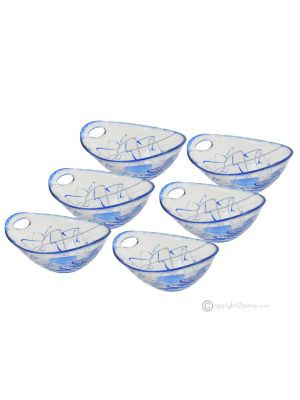 Set of 6 dessert cups, modern design, superior quality glass, hand painted.