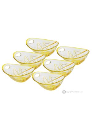 PRACTICA Set of 6 dessert cups, modern design, superior quality glass, hand painted.