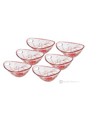 Set of 6 dessert cups, modern design, superior quality glass, hand painted.
