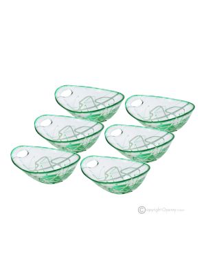 Set of 6 dessert cups, modern design, superior quality glass, hand painted.