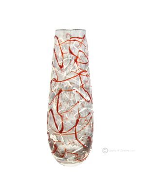 TRAVIATA Authentic hand painted vase modern decorative in superior quality glass.