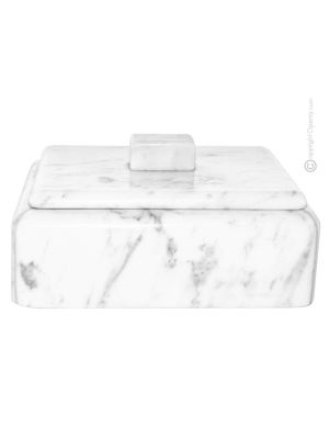 COFANETTO PORTAGIOIE MARMO CARRARA jewellery box sculpture in Carrara marble authentic hand Made in Italy