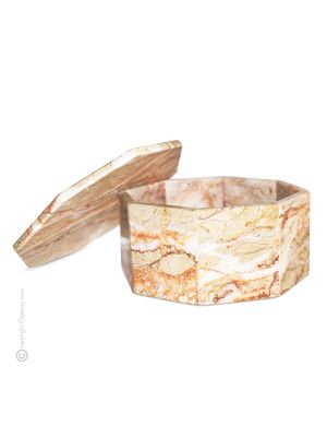 COFANETTO PORTAGIOIE OTTAGONALE MARMO ROSA ATLANTIDE jewellery box sculpture in Atlantis pink marble authentic hand Made in Italy