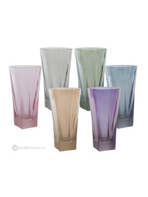 DEBBY Set of 6 authentic modern hand painted drink glasses in premium quality glass.