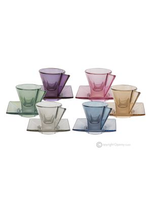DEBBY Set of 6 espresso cups with saucers hand painted in superior quality glass.