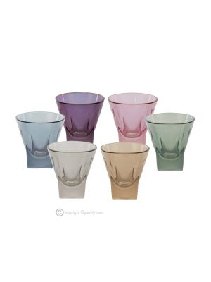 DEBBY Set of 6 authentic modern hand painted liqueur glasses in superior quality glass.