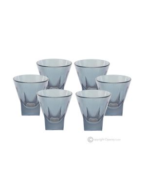 DEBBY Set of 6 authentic modern hand painted liqueur glasses in superior quality glass.