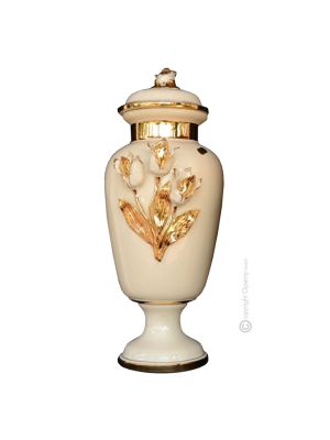 VASE Baroque style artistic ceramic with 24k gold details Made in Italy