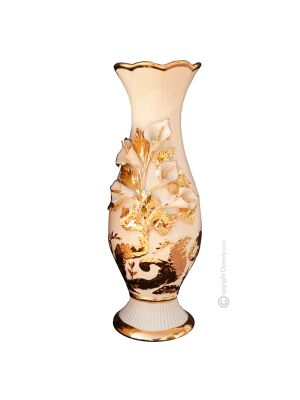VASE Baroque style artistic ceramic with 24k gold details Made in Italy