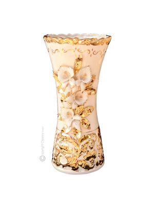 VASE Baroque style artistic ceramic with 24k gold details Made in Italy