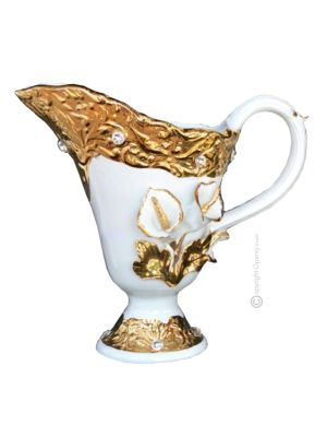 VASE Baroque style artistic ceramic with 24k gold details Made in Italy