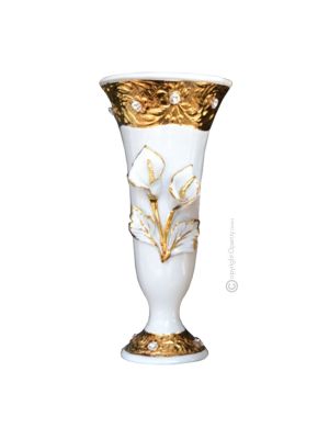 VASE Baroque style artistic ceramic with 24k gold details Made in Italy