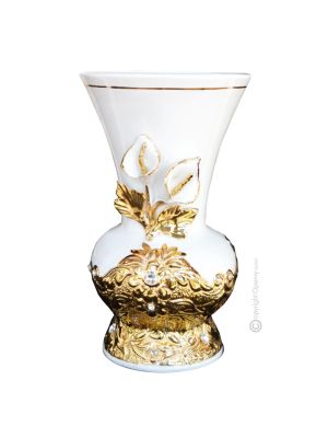 VASE Baroque style artistic ceramic with 24k gold details Made in Italy