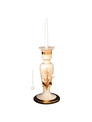 PORTACANDELE Candle holders ceramic artistic ornament baroque style with 24k gold details