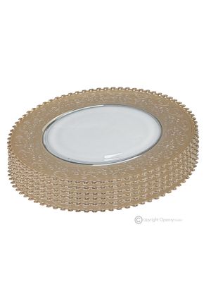 GALA Set of 6 glass placemats with superior quality, modern hand-painted design.