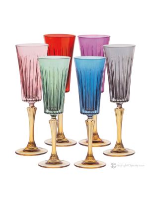 Set of 6 authentic hand-painted flute glasses in premium quality glass.