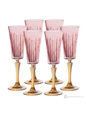 Set of 6 authentic hand-painted flute glasses in premium quality glass.
