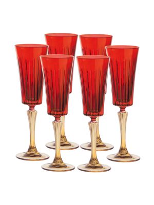 Set of 6 authentic hand-painted flute glasses in premium quality glass.