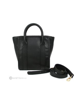 ALICIA mini handcrafted women's top-handle-bag shoulder bag in real leather black