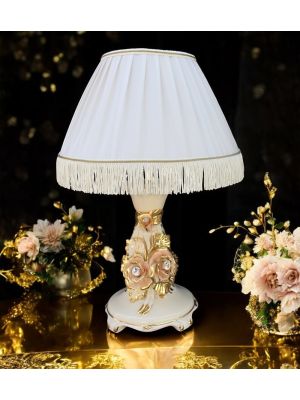 LAMP Table lamp abat-jour lampshade Baroque style artistic ceramic with 24k gold details Made in Italy