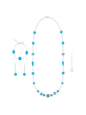 PARURE ISABEL jewellery set necklace bracelet earrings handmade pearls in Murano-Venice glass authentic Made in Italy