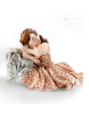 SLEEPING BEAUTY IN THE WOODS Capodimonte porcelain statuette, artisan magic.