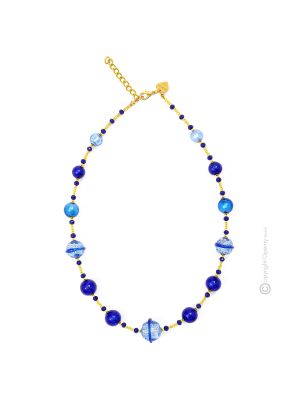 COLLANA SATURNO fashion jewellery collier necklace handmade pearls in Murano-Venice glass with silver 925 authentic Made in Italy