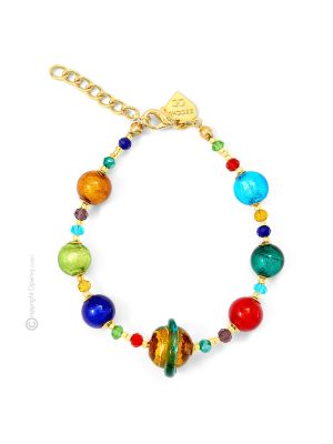 BRACCIALE SATURNO fashion jewellery bracelet armlet handmade pearls in Murano-Venice glass with silver 925 authentic Made in Italy