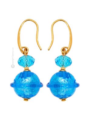 ORECCHINI SATURNO fashion jewellery Earrings handmade pearls in Murano-Venice glass with silver 925 authentic Made in Italy