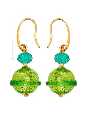 ORECCHINI SATURNO fashion jewellery Earrings handmade pearls in Murano-Venice glass with silver 925 authentic Made in Italy
