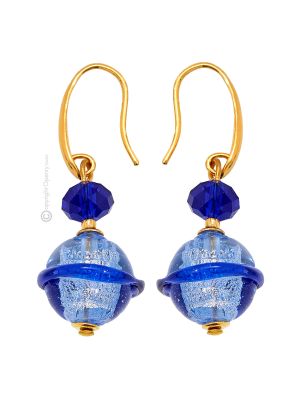ORECCHINI SATURNO fashion jewellery Earrings handmade pearls in Murano-Venice glass with silver 925 authentic Made in Italy