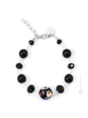 BRACCIALE MILLEFIORI fashion jewellery bracelet armlet handmade pearls in Murano-Venice glass with murrine authentic Made in Italy