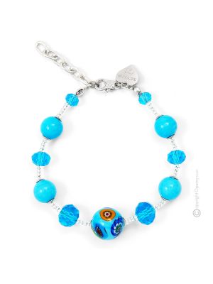 BRACCIALE MILLEFIORI fashion jewellery bracelet armlet handmade pearls in Murano-Venice glass with murrine authentic Made in Italy