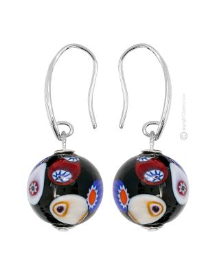 ORECCHINI MILLEFIORI fashion jewellery Earrings handmade pearls in Murano-Venice glass with Murrine authentic Made in Italy