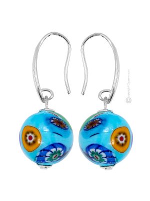 ORECCHINI MILLEFIORI fashion jewellery Earrings handmade pearls in Murano-Venice glass with Murrine authentic Made in Italy