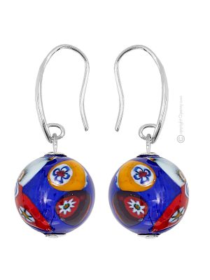 ORECCHINI MILLEFIORI fashion jewellery Earrings handmade pearls in Murano-Venice glass with Murrine authentic Made in Italy