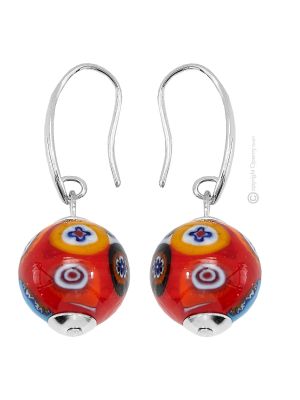 ORECCHINI MILLEFIORI fashion jewellery Earrings handmade pearls in Murano-Venice glass with Murrine authentic Made in Italy