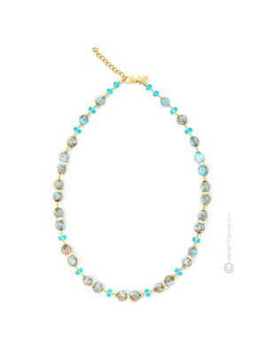 COLLANA EMILY fashion jewellery collier necklace handmade pearls in Murano-Venice glass with aventurine authentic Made in Italy