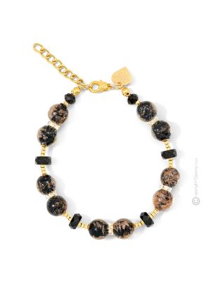 BRACCIALE EMILY fashion jewellery bracelet armlet handmade pearls in Murano-Venice glass with aventurine authentic Made in Italy