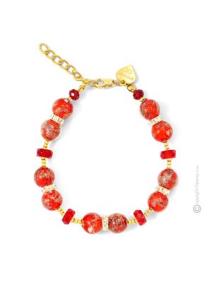 BRACCIALE EMILY fashion jewellery bracelet armlet handmade pearls in Murano-Venice glass with aventurine authentic Made in Italy