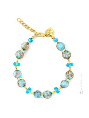 BRACCIALE EMILY fashion jewellery bracelet armlet handmade pearls in Murano-Venice glass with aventurine authentic Made in Italy